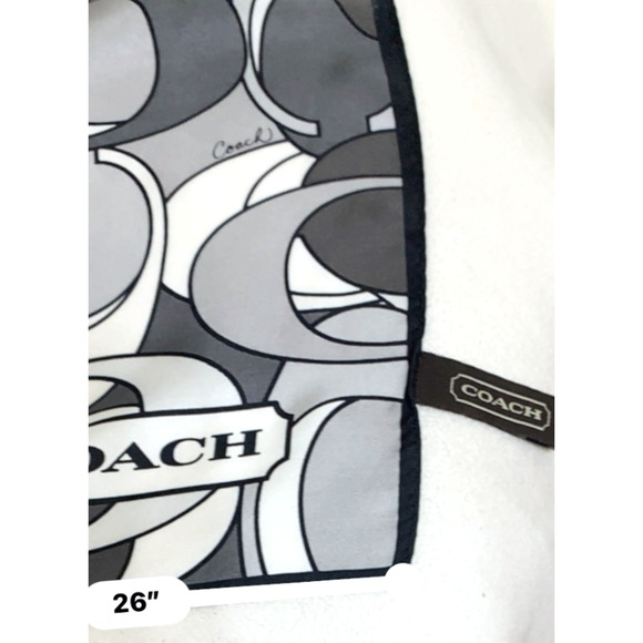 COACH Vintage 27" Square Silk Scarf Tonal Gray OPTIC Signature Pattern - Picture 3 of 10